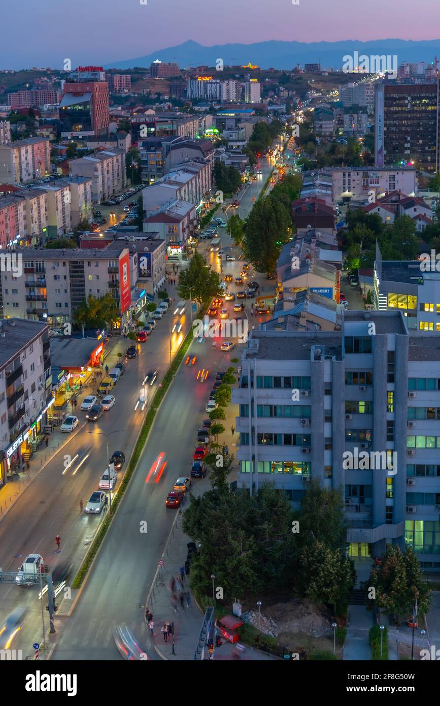 Blick auf den Bill Clinton Boulevard in Prishtina, Kosovo Stockfoto