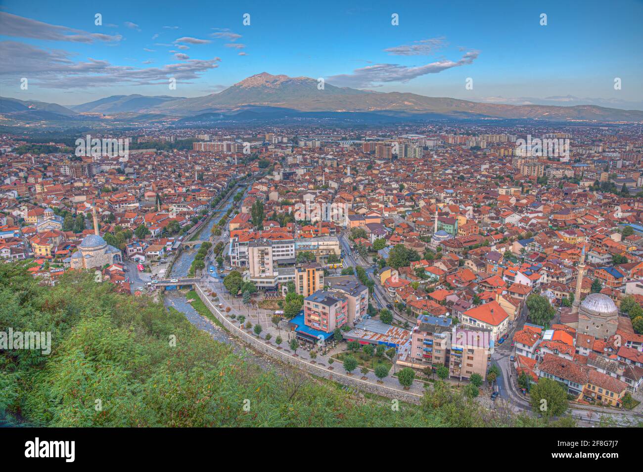 Luftaufnahme der Stadt Prizren im Kosovo Stockfoto