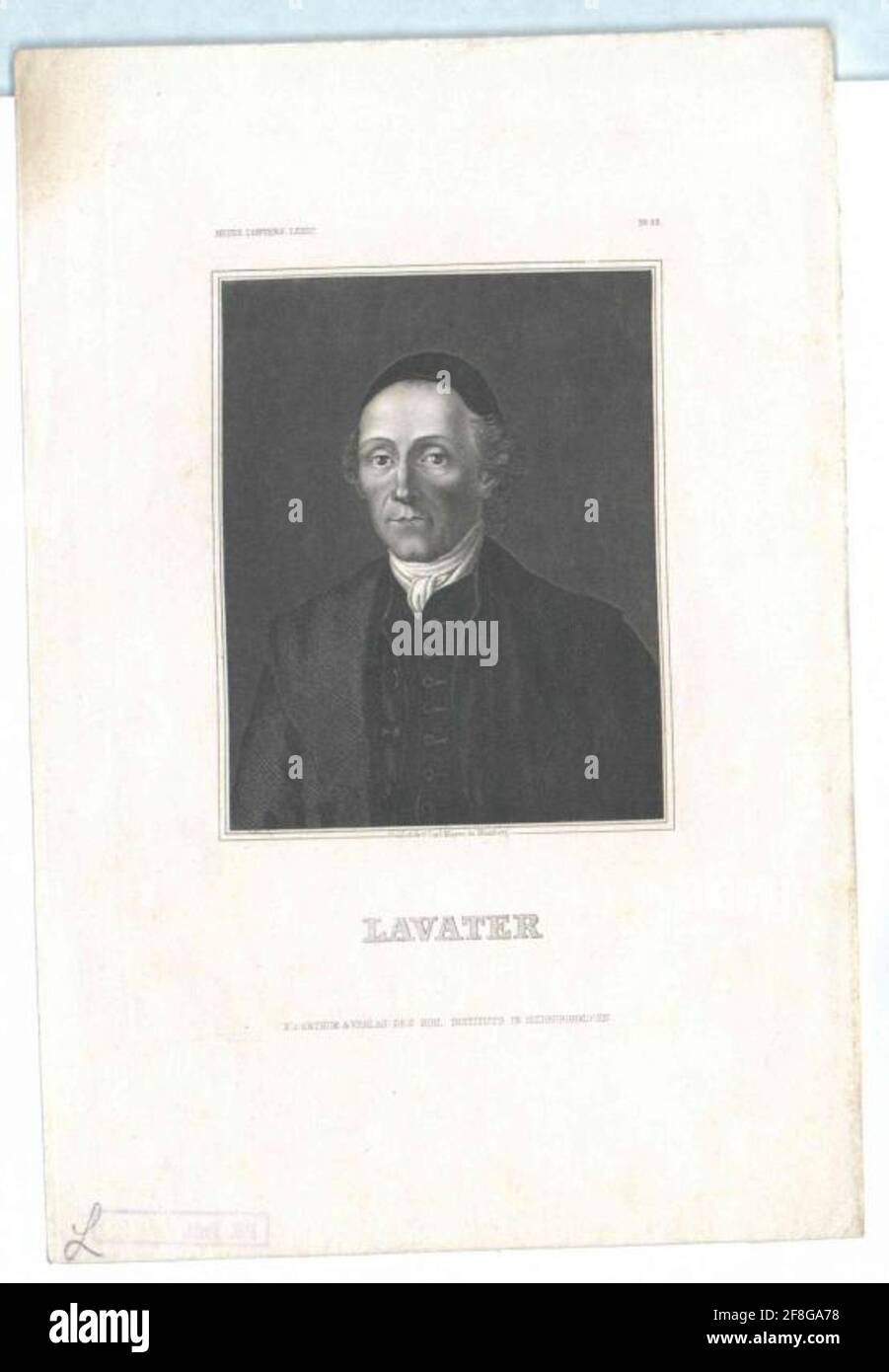 Lavater, Johann Kaspar Stecher: Mayer, Carlverlag: Bibliographisches Institut: Hildburghausen Stockfoto