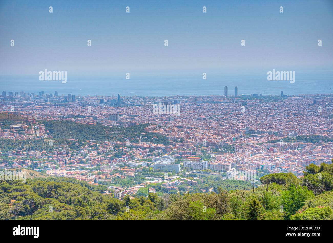 Luftaufnahme von Barcelona vom Berg Tibidabo, Spanien Stockfoto