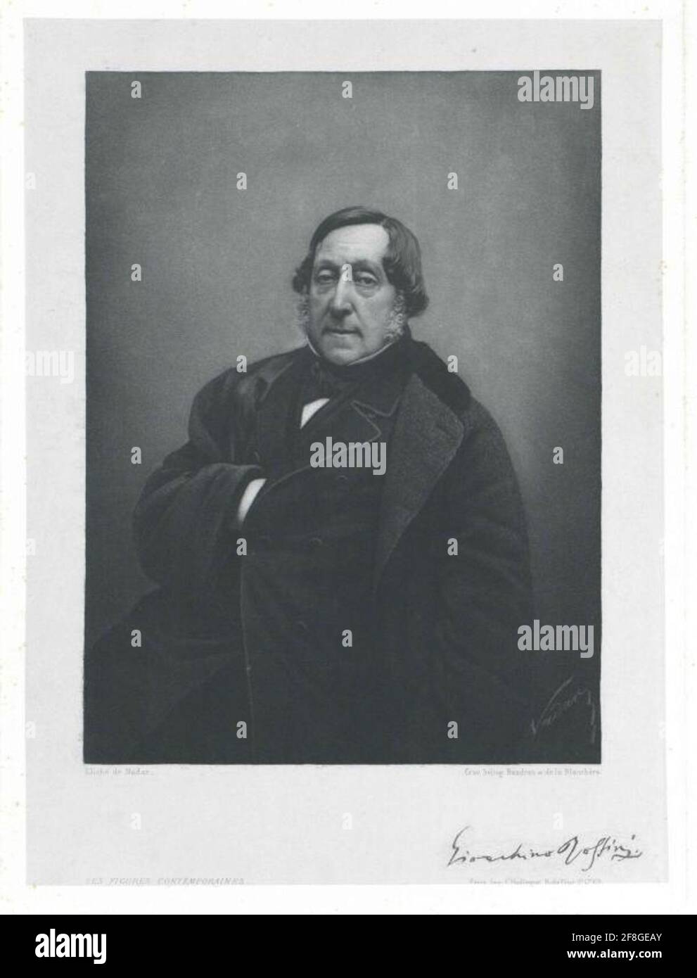 Rossini, Gioachino-Klischee von Nadar, Heliogravure von Baudran und De La Blanchère. Stockfoto