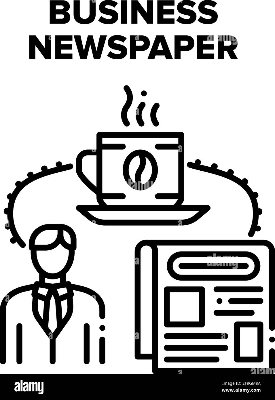 Business Zeitung Lesen Vektor Schwarz Illustration Stock Vektor