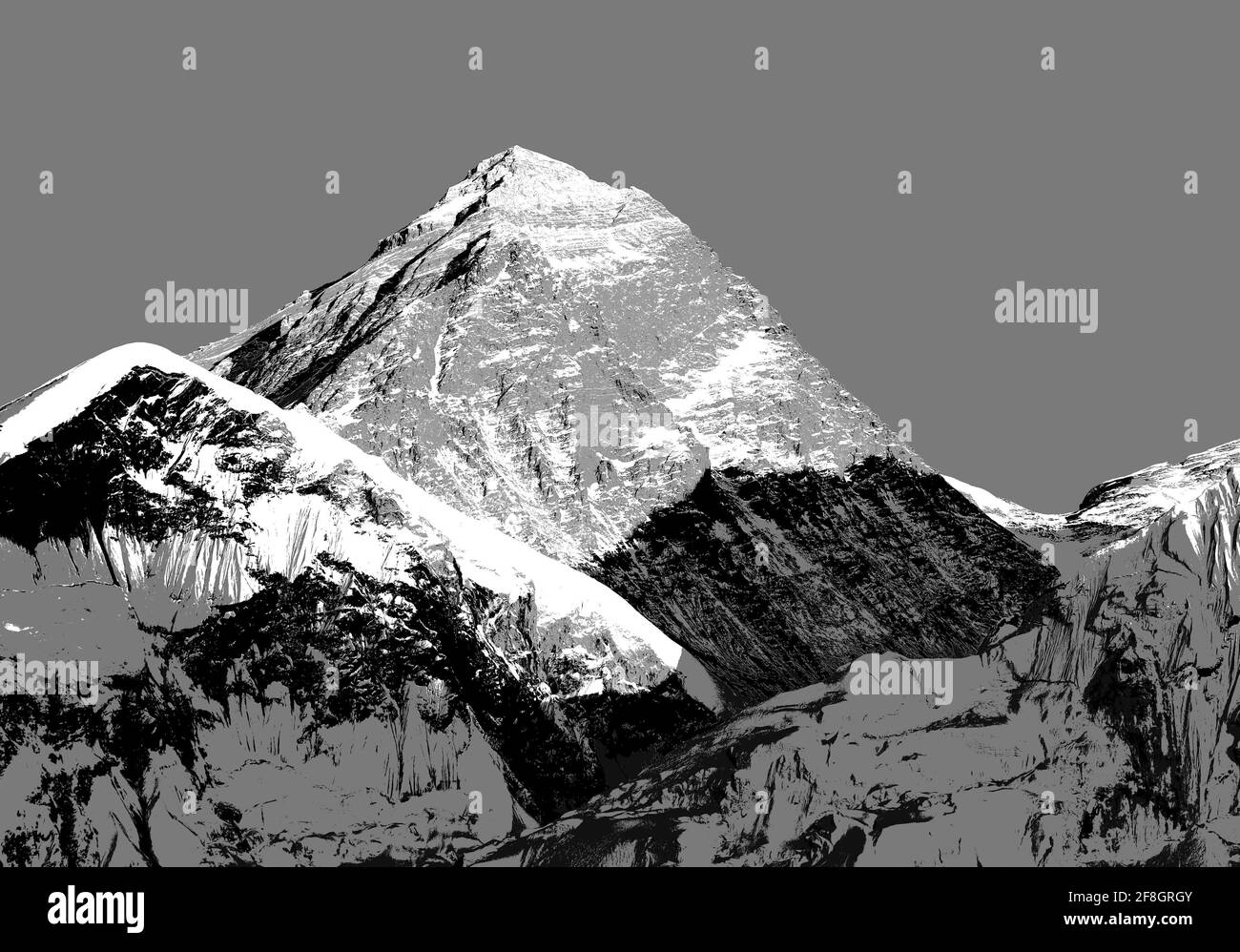 Abstrakte Silhouette des Mount Everest von Kala Patthar, Sagarmatha Nationalpark, Khumbu Tal, Nepal Stockfoto