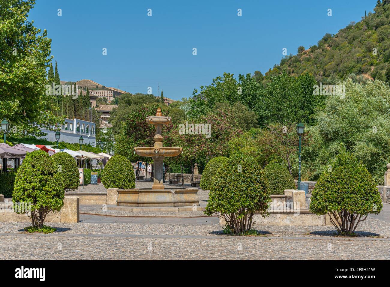 Brunnen am Paseo de los Tristes in Granada, Spanien Stockfoto