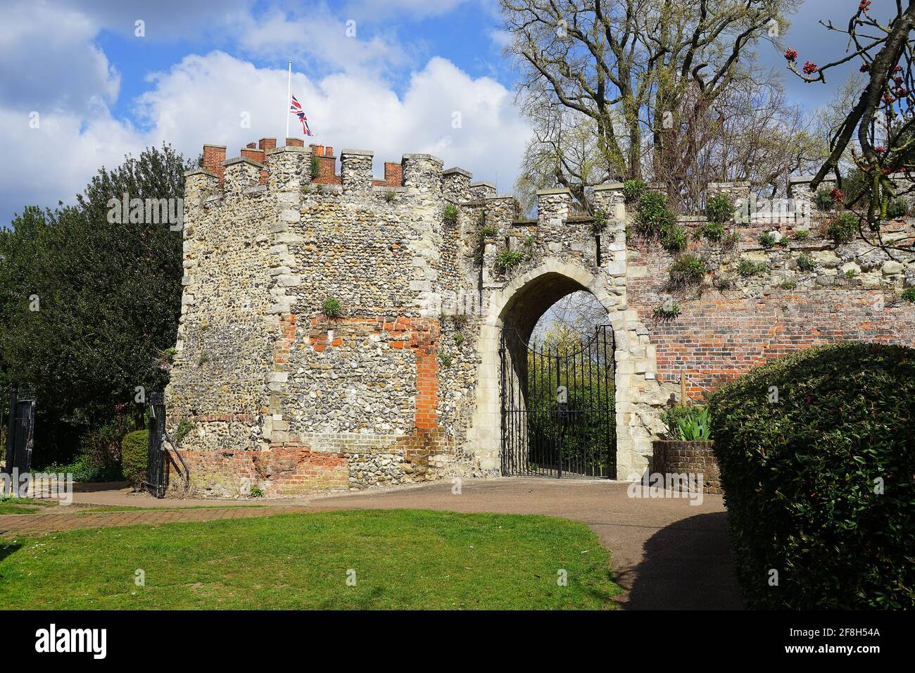 Die Mauern von Hertford Castle Stockfoto