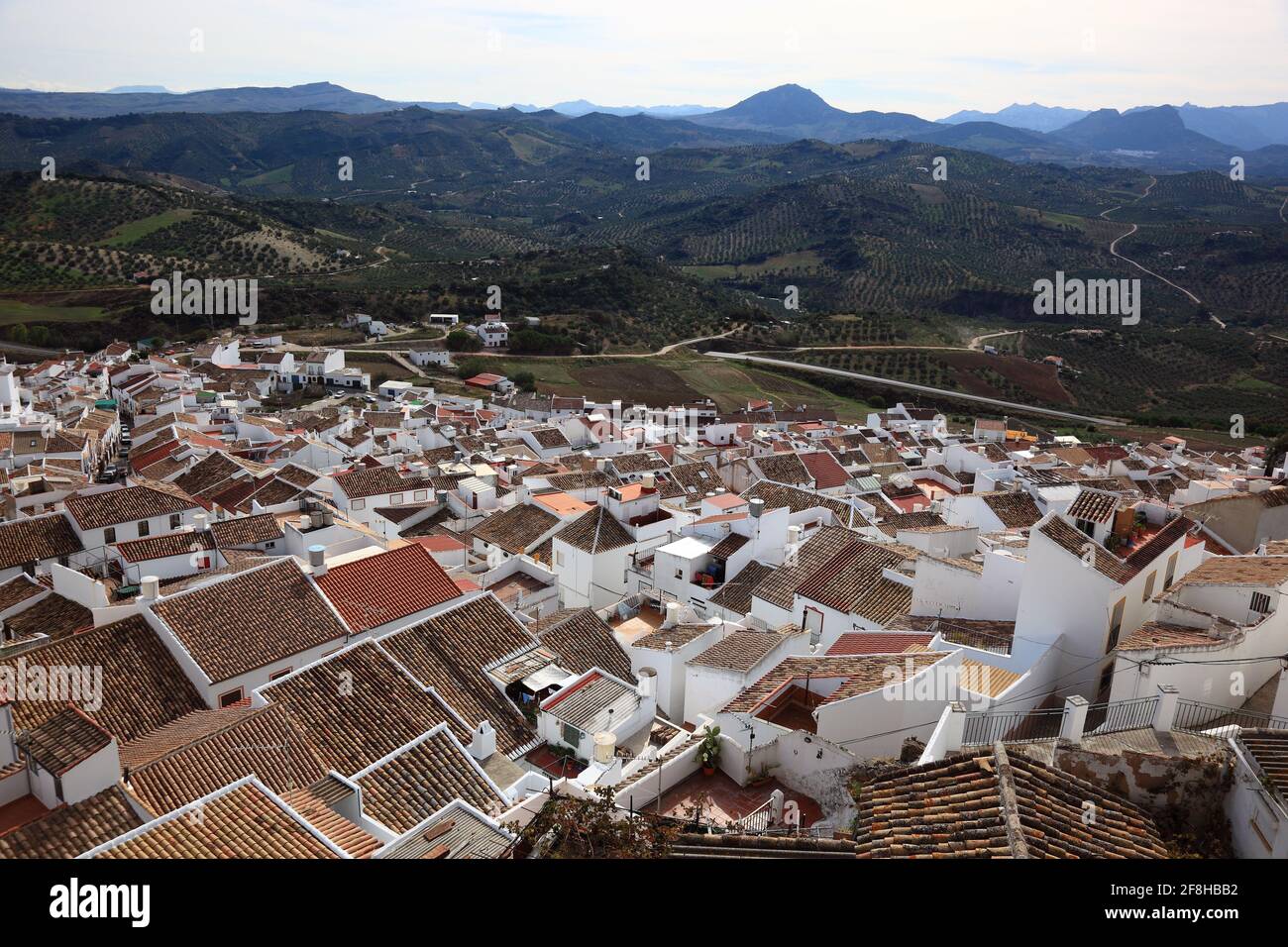 Spanien, Andalusien, Gemeinde Olvera in der Provinz Cadaze, gelegen an der Ruta de los Pueblos Blancos, Straße zu den Weißen Städten Andalusiens, o Stockfoto