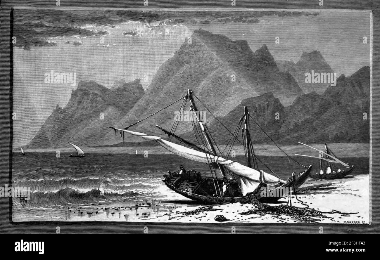 RAS Atakah Dieses kühne Vorgebirge, südlich von Suez, das von Jebel Atakah am westlichen Ufer des Roten Meeres ausläuft, kommt in jeden Blick von Suez. Holzstich von 'Picturesque Palestine, Sinai and Egypt' von Wilson, Charles William, Sir, 1836-1905; Lane-Poole, Stanley, 1854-1931 Band 4. Veröffentlicht 1884 von J. S. Virtue and Co, London Stockfoto