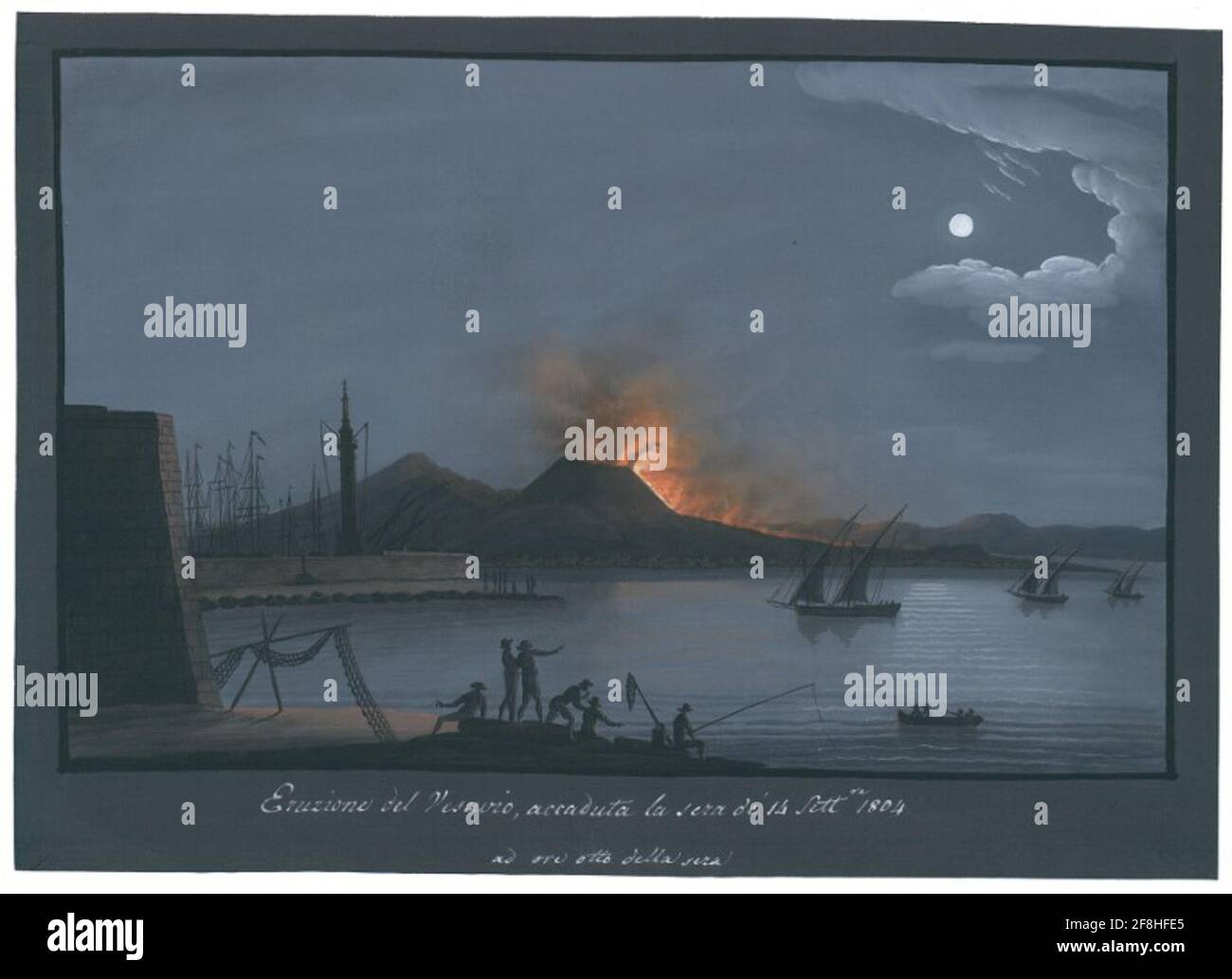 Ausbruch des Vesuvs, der am Abend von 14 Wochen 1804 bis acht Uhr am Abend stattfand. Stockfoto