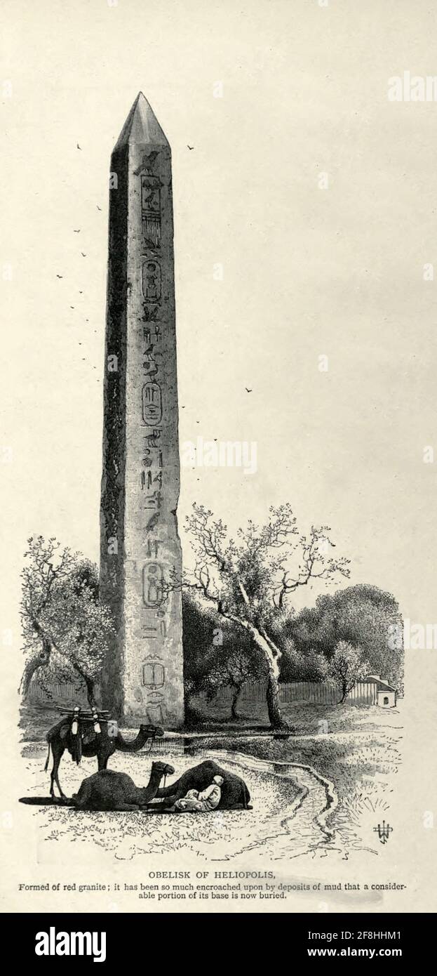 Obelisk von Heliopolis, Ägypten Holzstich von 'pittoresken Palästina, Sinai und Ägypten' von Wilson, Charles William, Sir, 1836-1905; Lane-Poole, Stanley, 1854-1931 Band 4. Veröffentlicht 1884 von J. S. Virtue and Co, London Stockfoto