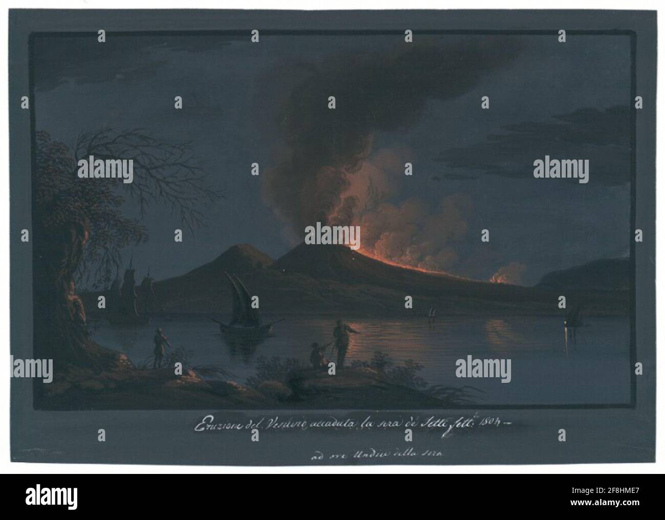 Der Ausbruch des Vesuvs ereignete sich am Abend von sieben sept.bre 1804 um elf Stunden am Abend. Stockfoto