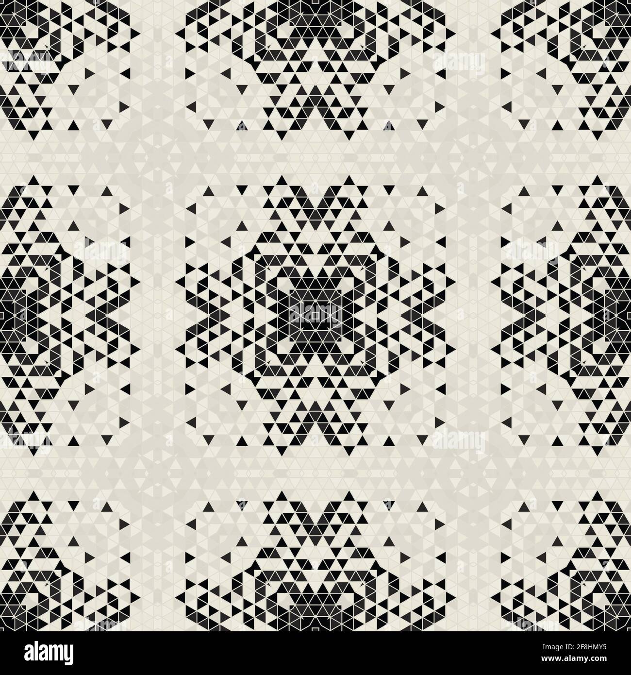 Moderne einfache geometrische nahtlose Muster Hintergrund mit Dreiecken Formen - schwarz, weiß. Abstrakte und elegante Mode-Design-Textur für Druck Stockfoto