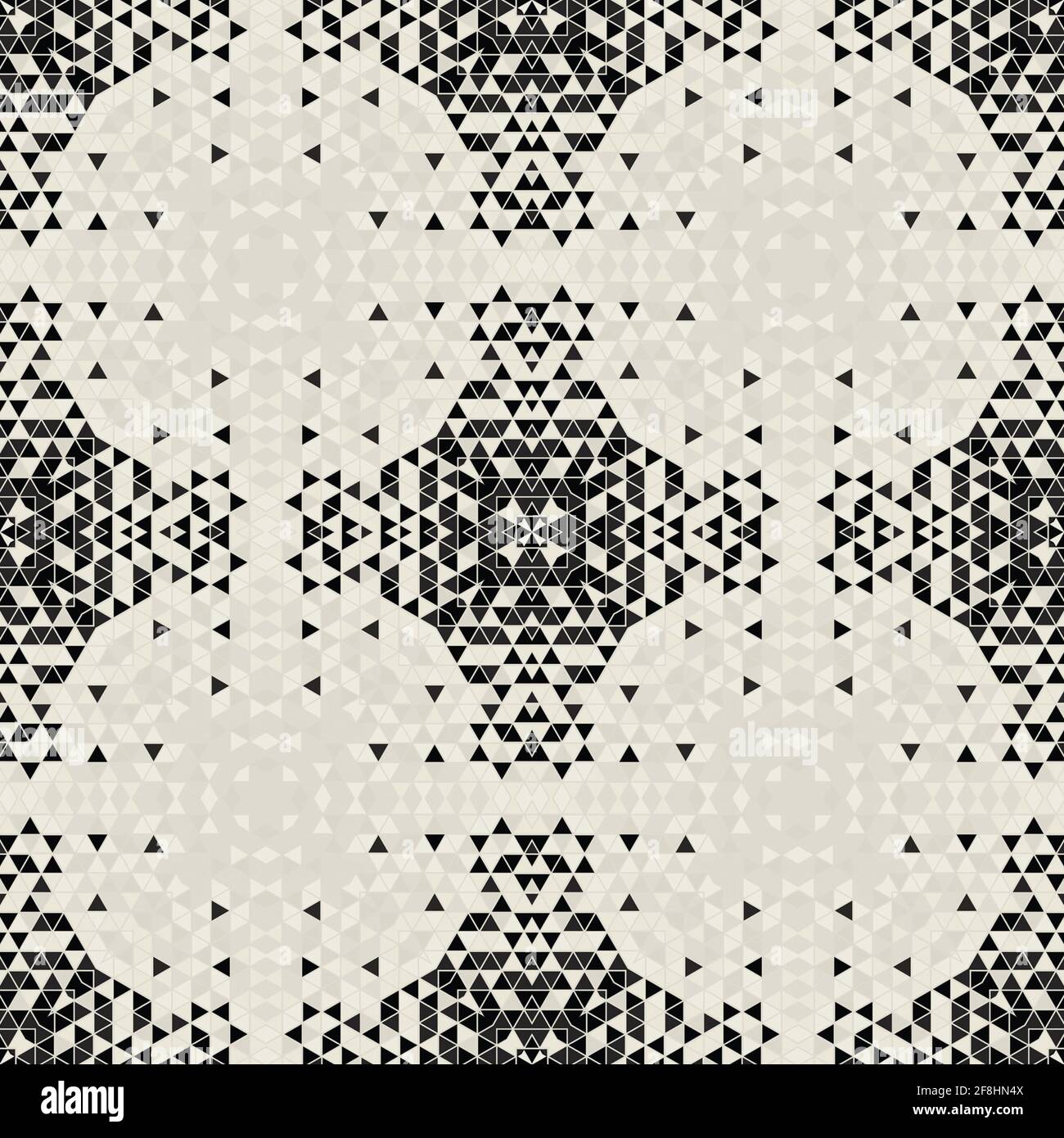 Moderne einfache geometrische nahtlose Muster Hintergrund mit Dreiecken Formen - schwarz, weiß. Abstrakte und elegante Mode-Design-Textur für Druck Stockfoto