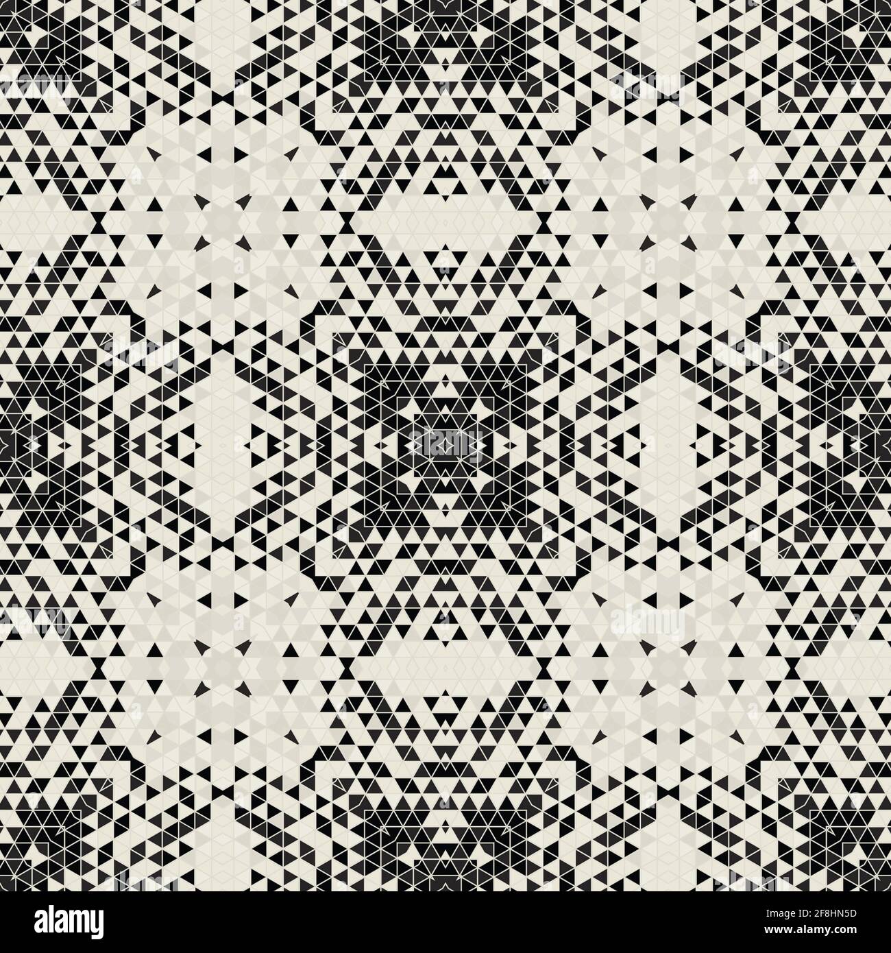Moderne einfache geometrische nahtlose Muster Hintergrund mit Dreiecken Formen - schwarz, weiß. Abstrakte und elegante Mode-Design-Textur für Druck Stockfoto