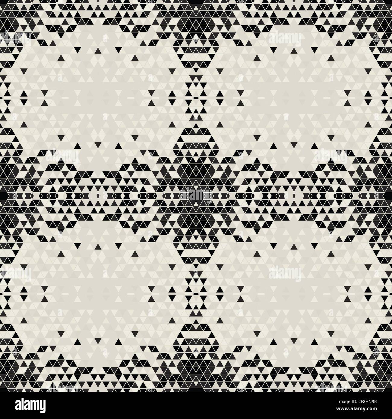 Moderne einfache geometrische nahtlose Muster Hintergrund mit Dreiecken Formen - schwarz, weiß. Abstrakte und elegante Mode-Design-Textur für Druck Stockfoto