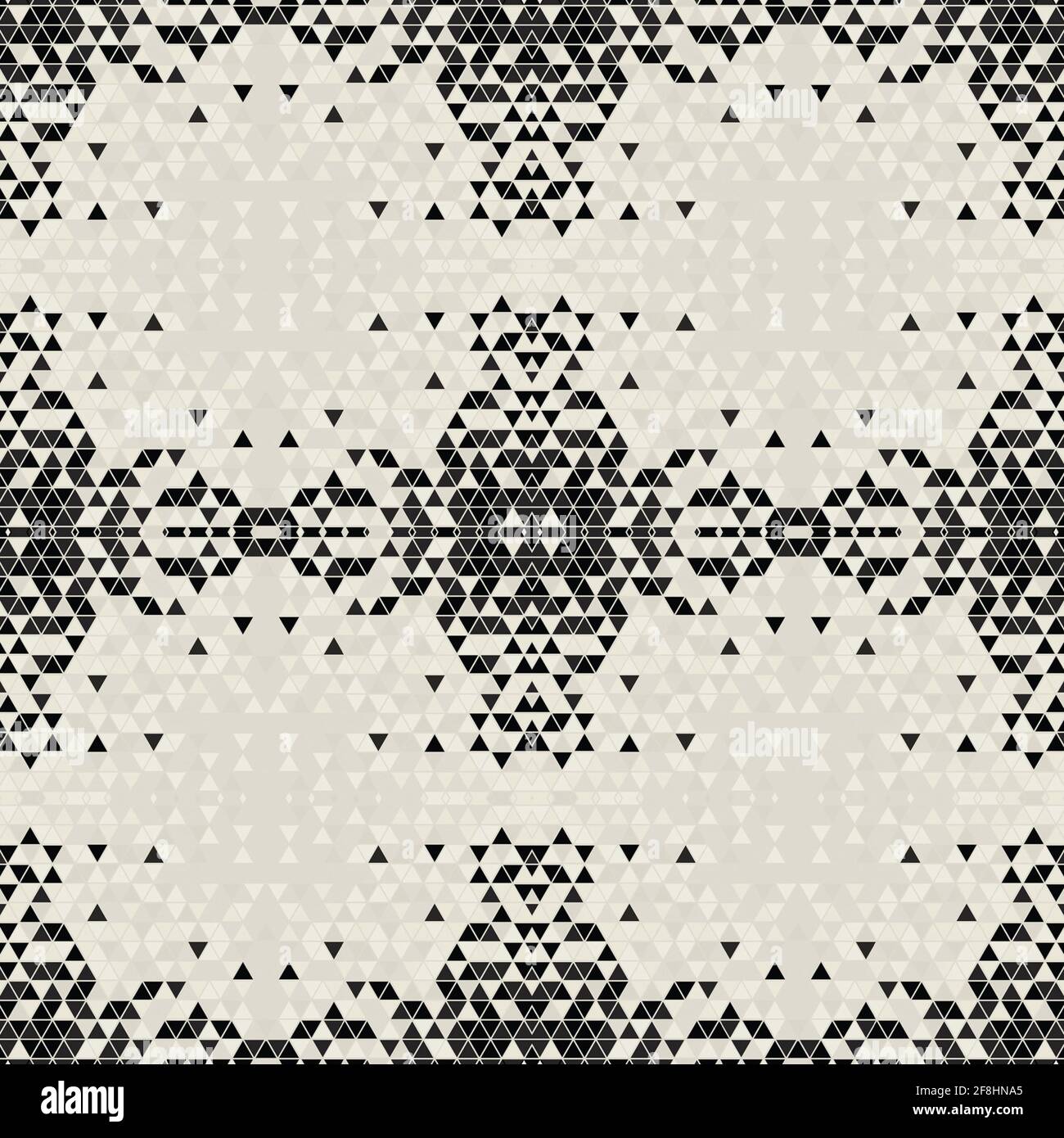 Moderne einfache geometrische nahtlose Muster Hintergrund mit Dreiecken Formen - schwarz, weiß. Abstrakte und elegante Mode-Design-Textur für Druck Stockfoto