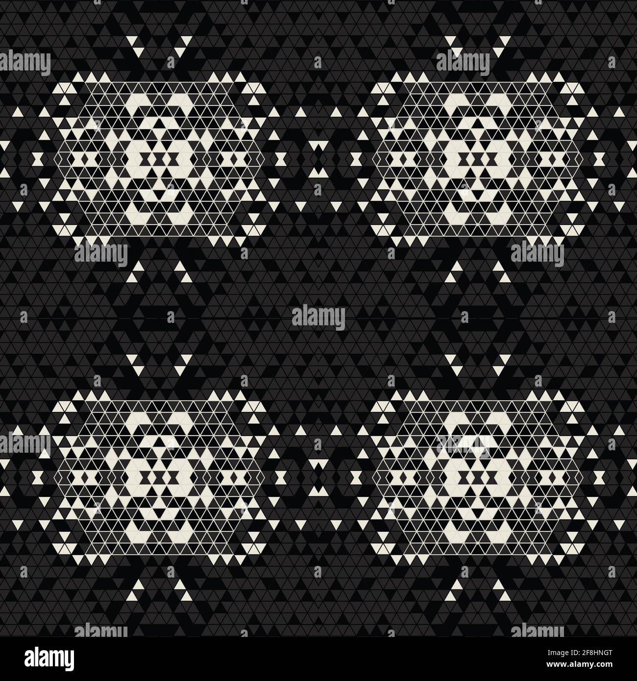 Moderne einfache geometrische nahtlose Muster Hintergrund mit Dreiecken Formen - schwarz, weiß. Abstrakte und elegante Mode-Design-Textur für Druck Stockfoto