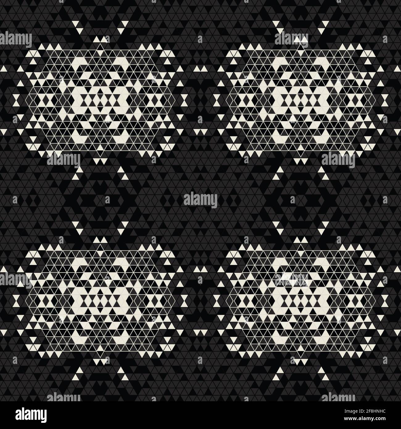 Moderne einfache geometrische nahtlose Muster Hintergrund mit Dreiecken Formen - schwarz, weiß. Abstrakte und elegante Mode-Design-Textur für Druck Stockfoto