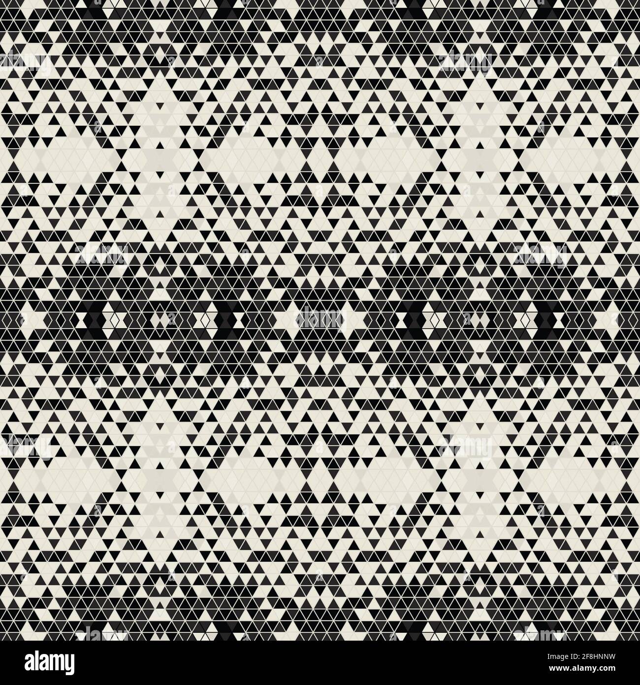Moderne einfache geometrische nahtlose Muster Hintergrund mit Dreiecken Formen - schwarz, weiß. Abstrakte und elegante Mode-Design-Textur für Druck Stockfoto