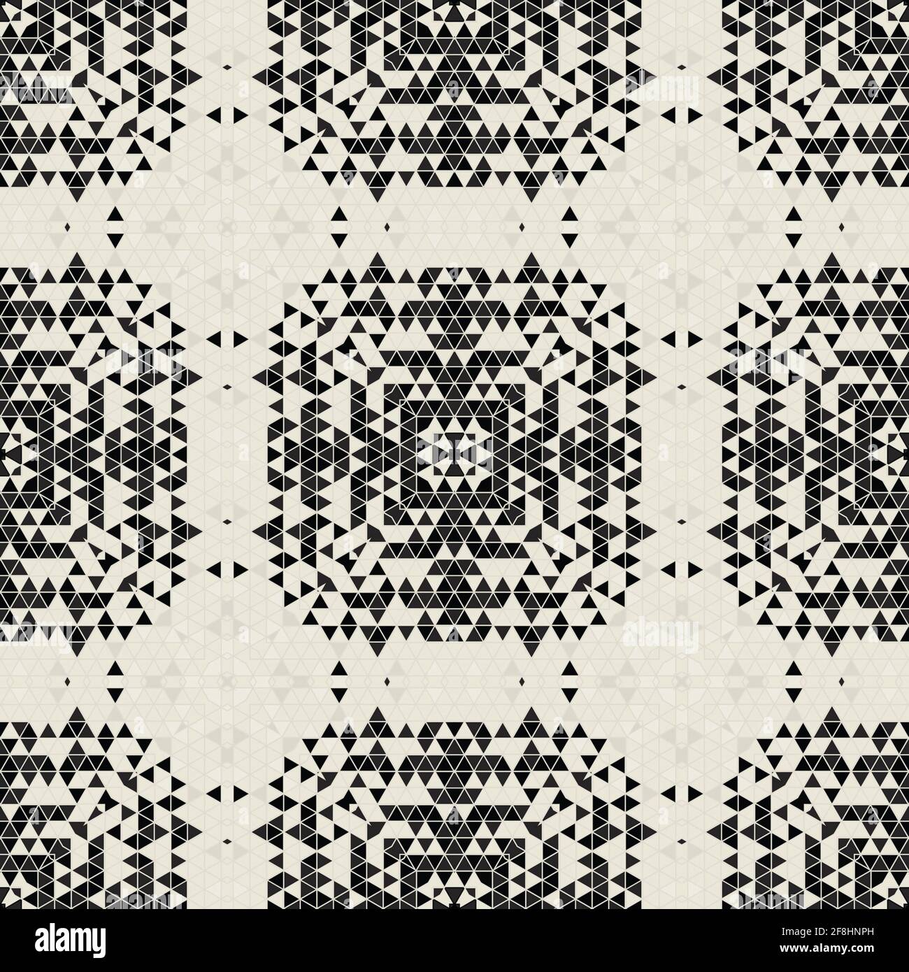 Moderne einfache geometrische nahtlose Muster Hintergrund mit Dreiecken Formen - schwarz, weiß. Abstrakte und elegante Mode-Design-Textur für Druck Stockfoto