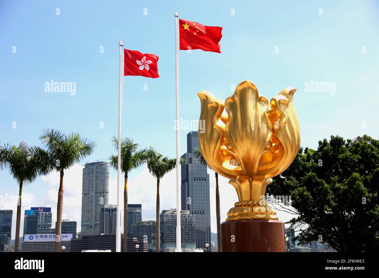 Hongkong. 14th. Juli 2020. Das Foto vom 14. Juli 2020 zeigt den Goldenen Bauhinia Platz im südchinesischen Hongkong. Quelle: Wu Xiaochu/Xinhua/Alamy Live News Stockfoto