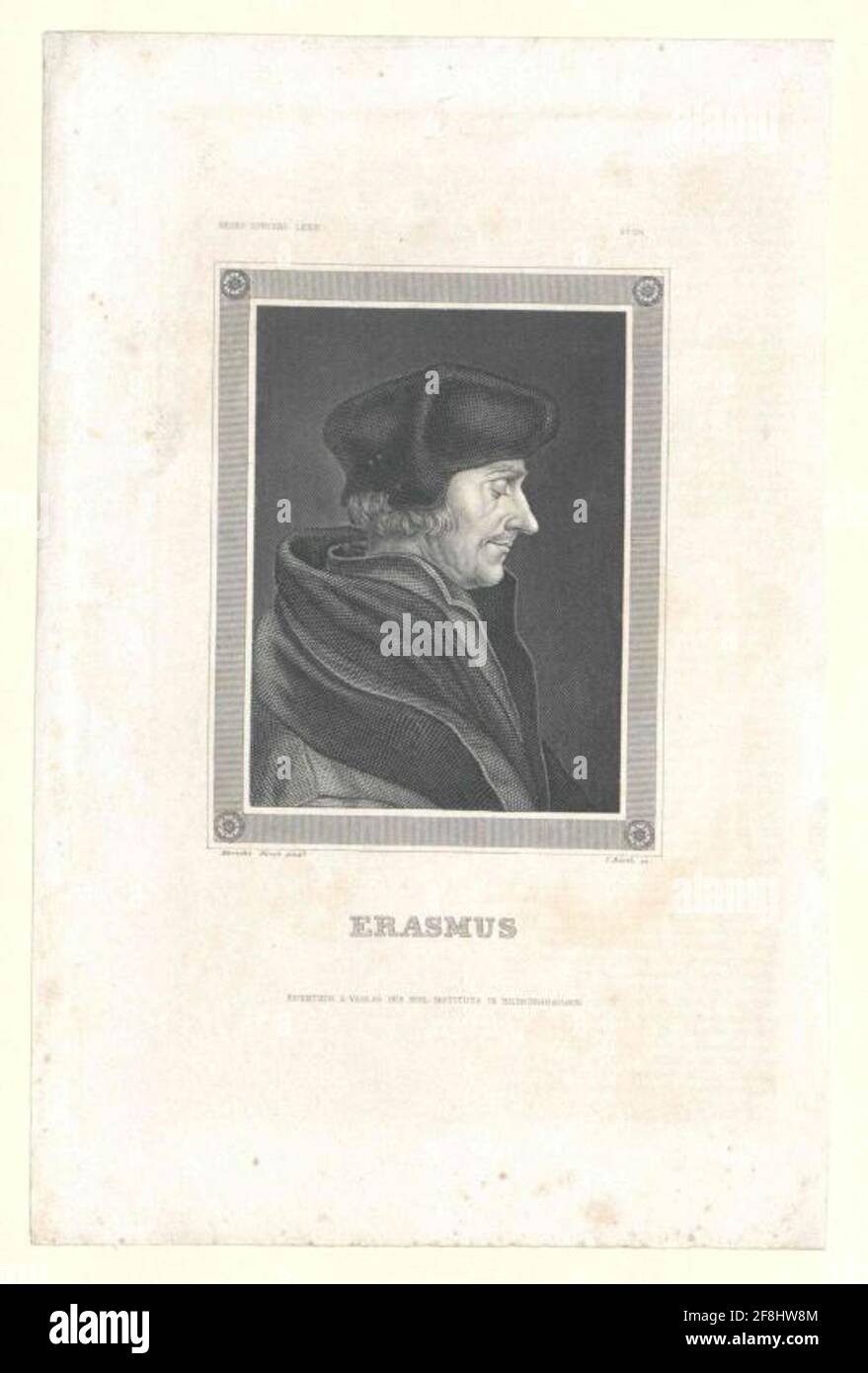 Erasmus von Rotterdam Maler: Dürer, Albrechtstecher: Barth, Karl (1787) Verlag: Bibliographic Institute of Institute: Hildburghausen Stockfoto