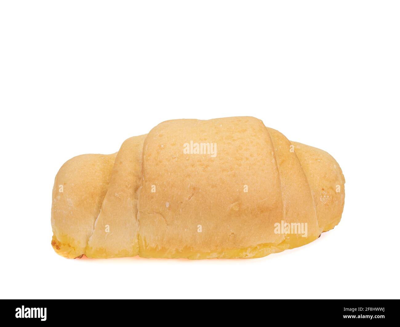 Shio Pan, eine Nahaufnahme des hausgemachten japanischen Croissants mit salzhaltiger Butter, Brotbrötchen, isoliert auf weißem Hintergrund. Stockfoto