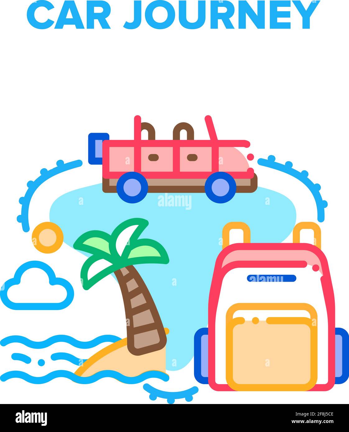 Car Journey Vector Konzept Farbe Illustration Stock Vektor