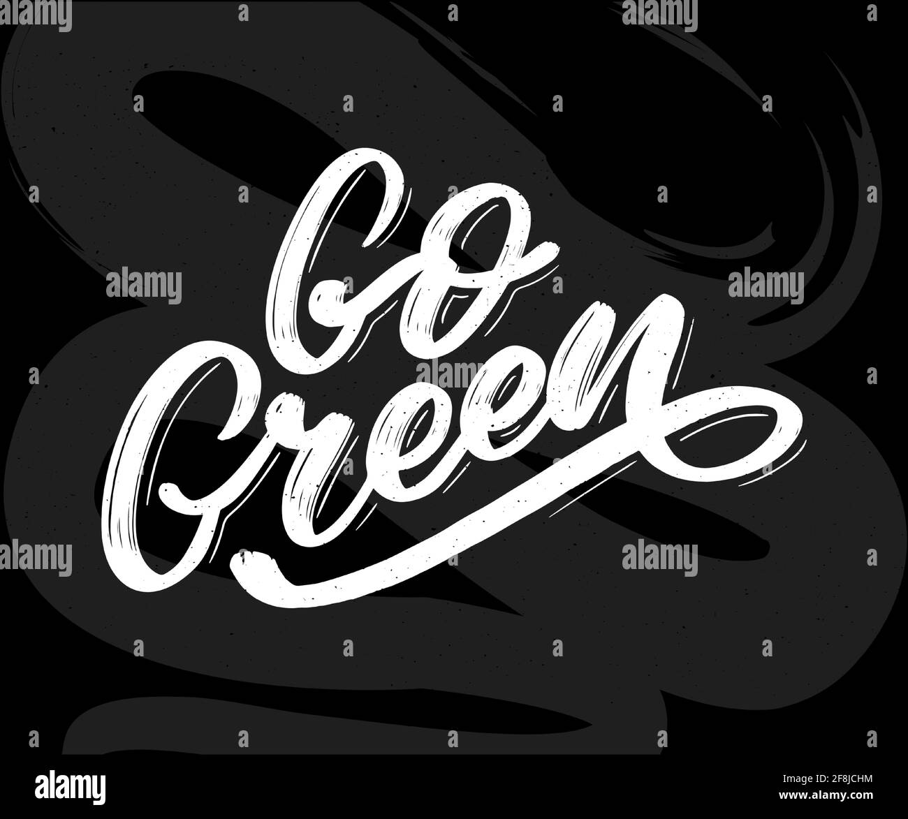Go Green Label, trendige Pinsel Schriftzug, inspirierende Phrase. Vegetarisches Konzept. Vector Kalligraphie für vegane Shop, Café, Restaurant-Menü, Abzeichen, st Stock Vektor