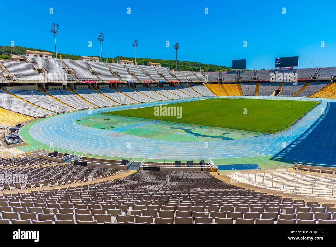 BARCELONA, SPANIEN, 28. JUNI 2019: Innenansicht des olympiastadions in Barcelona, Spanien Stockfoto