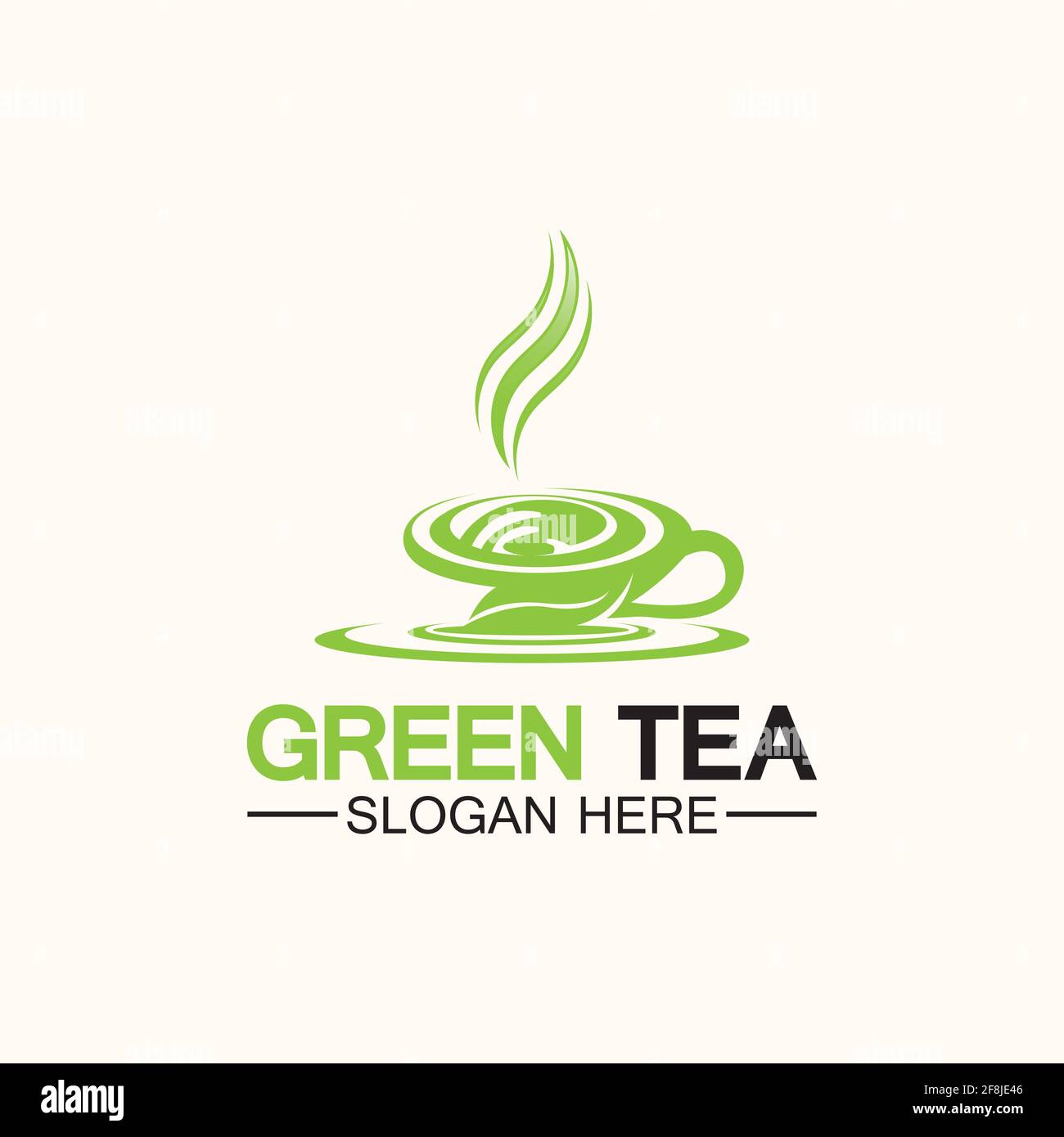 Tee Tasse Logo Vektor Design.Grüner Tee Vektor Logo Vorlage. Stock Vektor