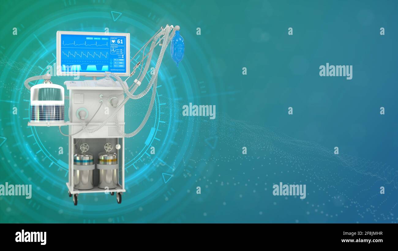 Medizinische 3d-Illustration, IS-Lungenventilator, isoliert auf dem Hintergrund Stockfoto