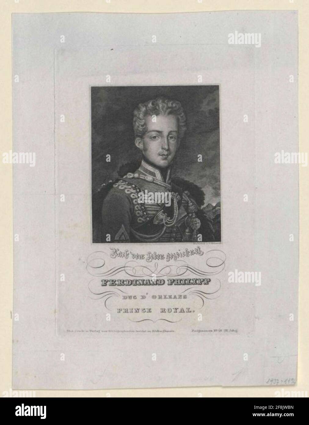 Ferdinand, Herzog von Orléans Stecher: Metzeroth, G.Perlag: Bibliographisches Institut: Hildburghausen Stockfoto