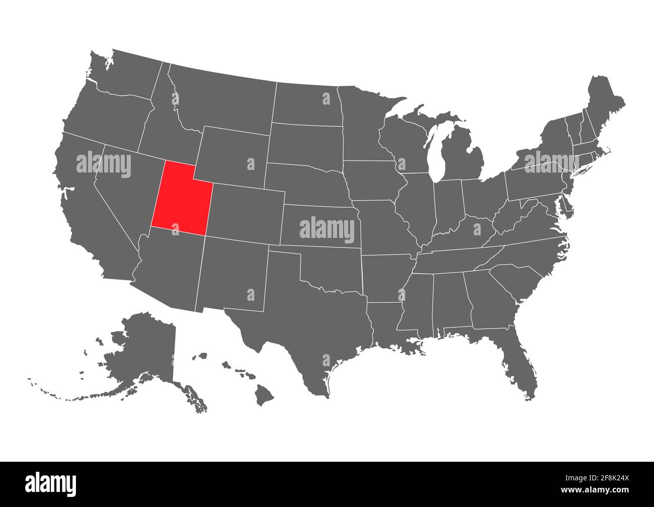 Utah Vektorkarte. Detaillierte Darstellung. Vereinigte Staaten von Amerika Land . Stock Vektor