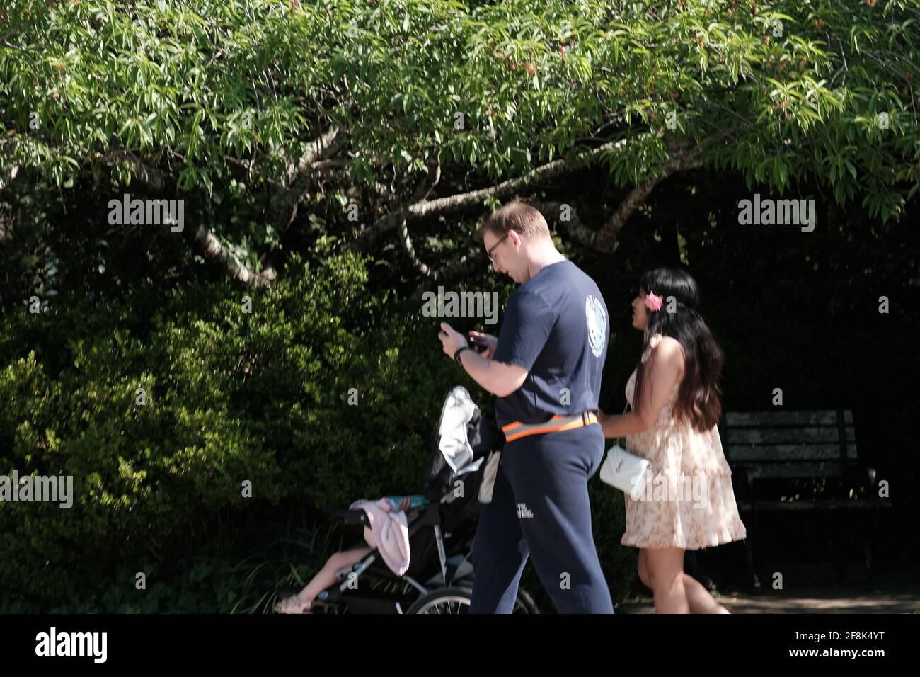 Veranstaltungen in öffentlichen Parks, zum Beispiel Hochzeiten, Sport, modifizierte, Golf, Karren, Reisen, Straße, sauberer Stockfoto