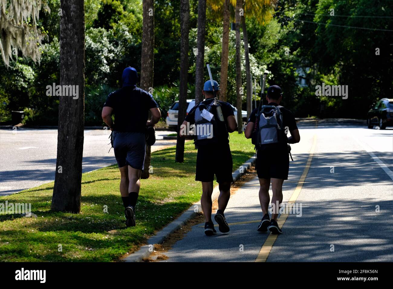 Veranstaltungen in öffentlichen Parks, zum Beispiel Hochzeiten, Sport, modifizierte, Golf, Karren, Reisen, Straße, sauberer Stockfoto