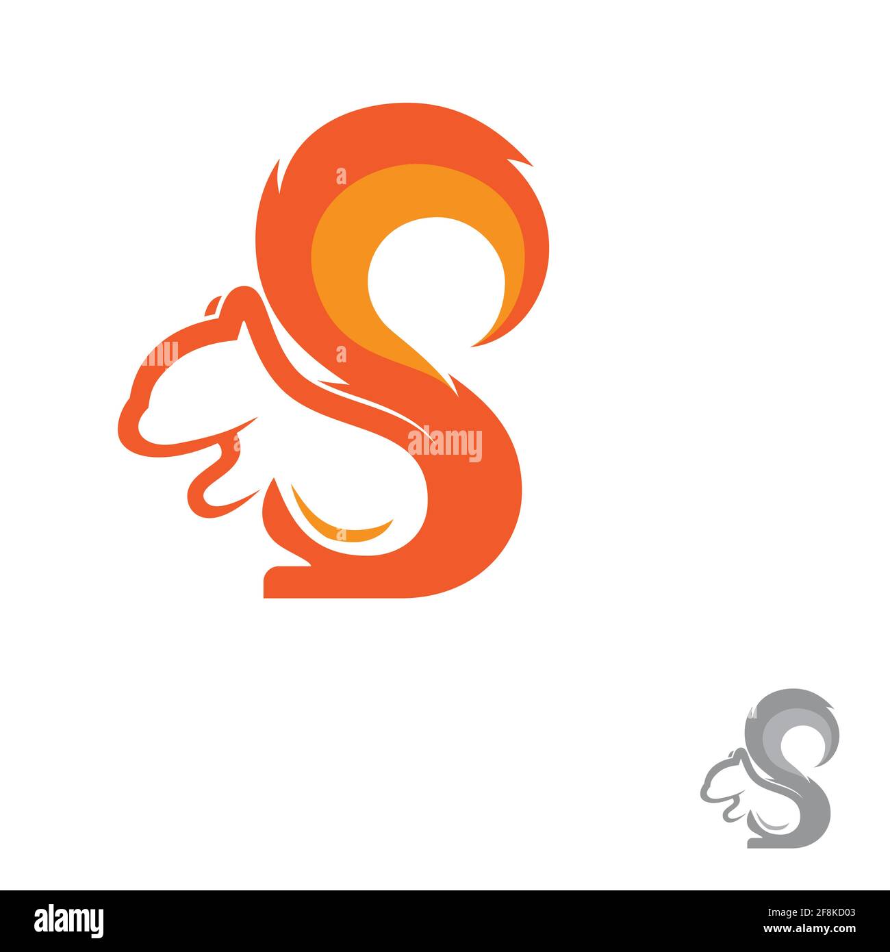 Eichhörnchen-Symbol trendy und moderne Eichhörnchen-Symbol mit Squirel Schwanz förmigen Buchstaben S. Vektor-Illustration EPS.8 EPS.10 Stock Vektor