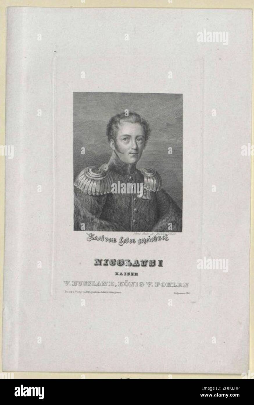 Nikolaus I., Kaiser von Russland Stecher: Haas, Menoverlag: Bibliographisches Institut: Hildburghausen Stockfoto
