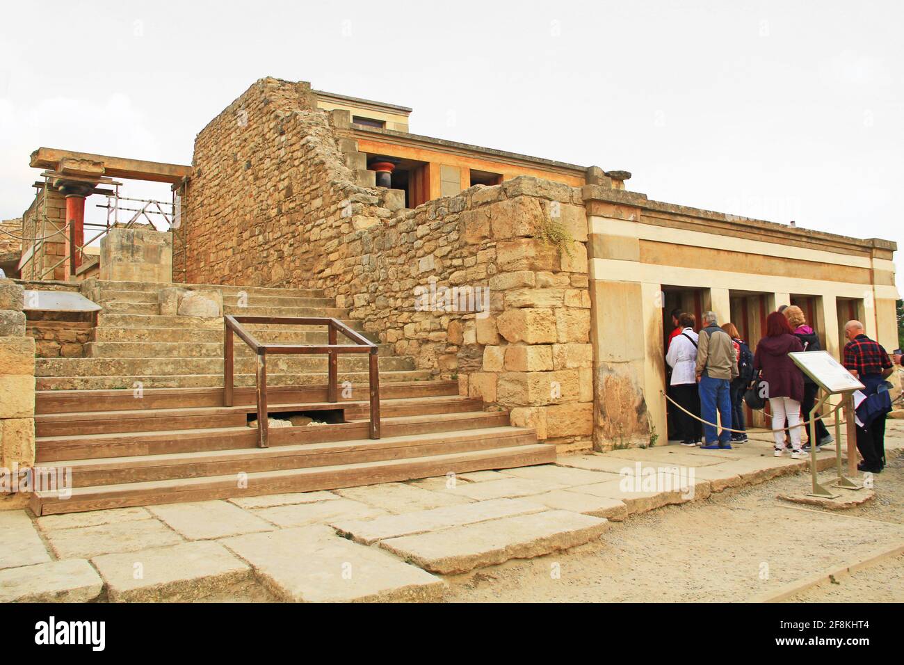 Thronsaal Eingang des Palastes von Knossos auf Kreta, Griechenland Stockfoto