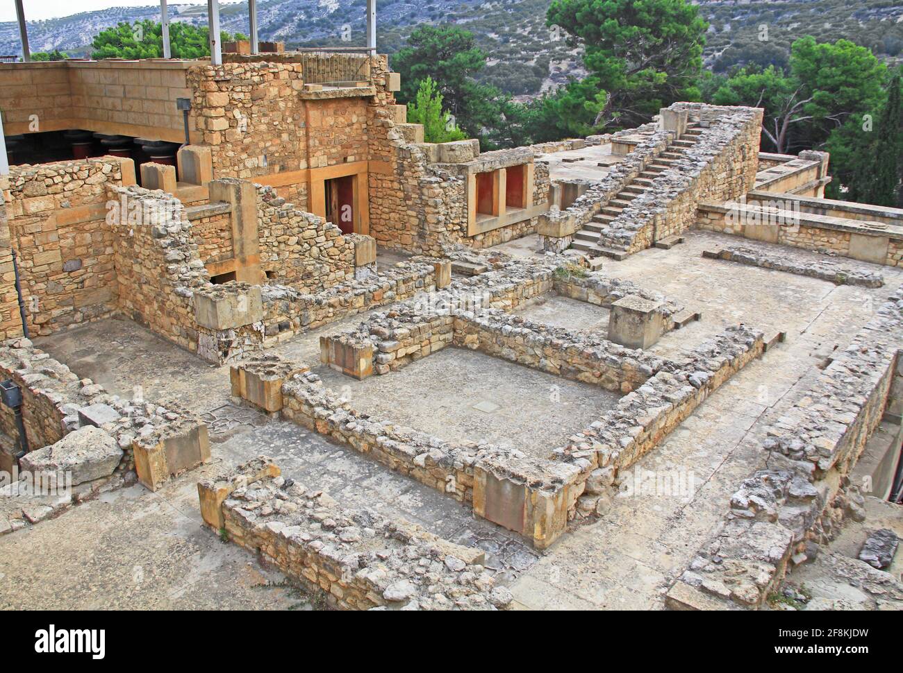 Erste Etage Wohnungen des Palastes von Knossos auf Kreta, Griechenland Stockfoto