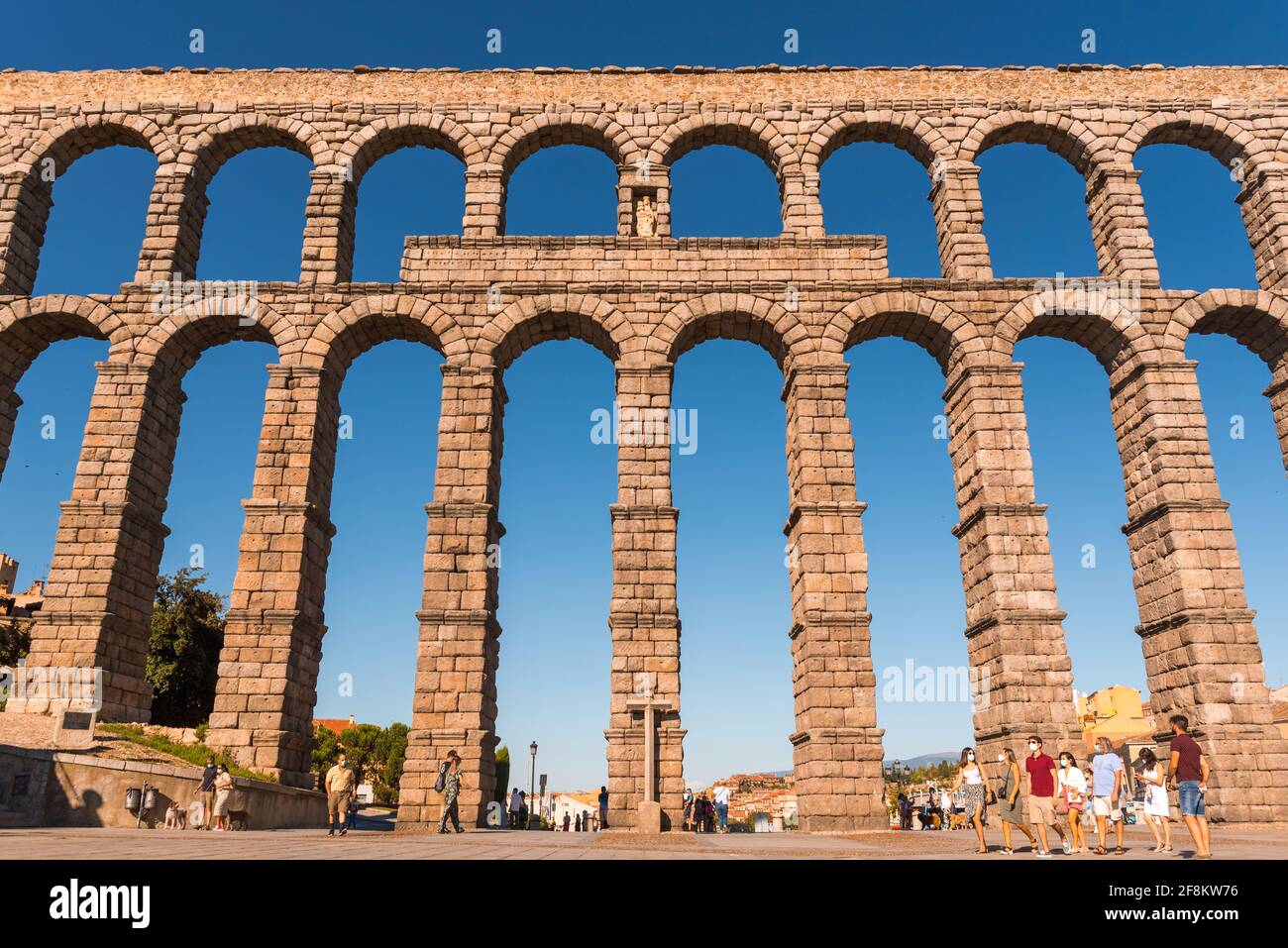 Berühmtes Aquädukt von Segovia in Spanien Stockfoto