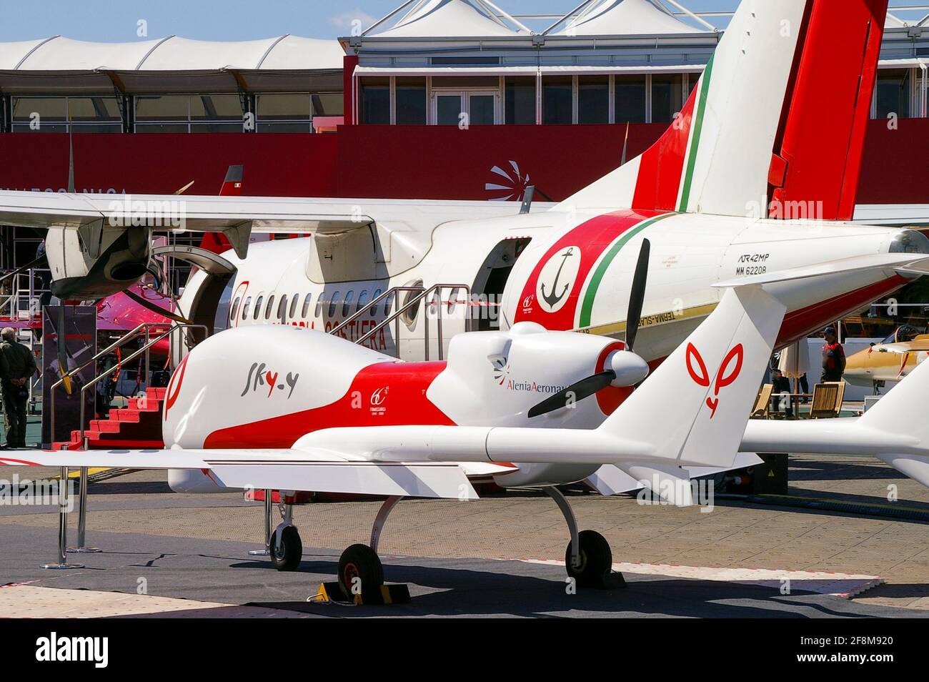 Alenia Aeronautica Sky-Y ist eine eigenfinanzierte männlichen Unbemannte Fahrzeug für die Demonstration und Forschung Zweck. Rebranded Leonardo-Finmeccanica Stockfoto