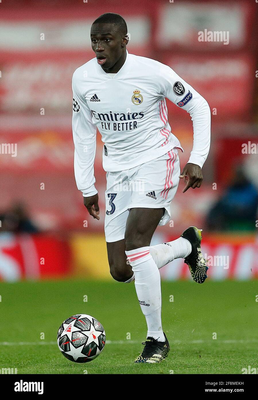 Liverpool, England, 14. April 2021. Ferland Mendy von Real Madrid während des UEFA Champions League-Spiels in Anfield, Liverpool. Bildnachweis sollte lauten: Darren Staples / Sportimage Stockfoto