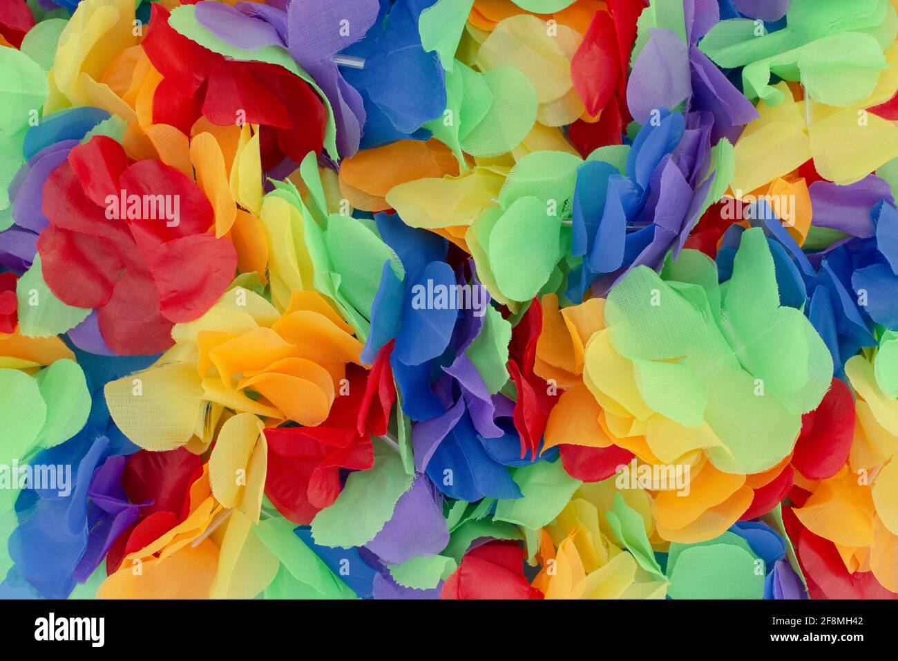 Ein Party Textil Kranz, künstliche Hawaii lei wie, Festival Hochzeit Hintergrund feiern klorful Hintergrund Stockfoto