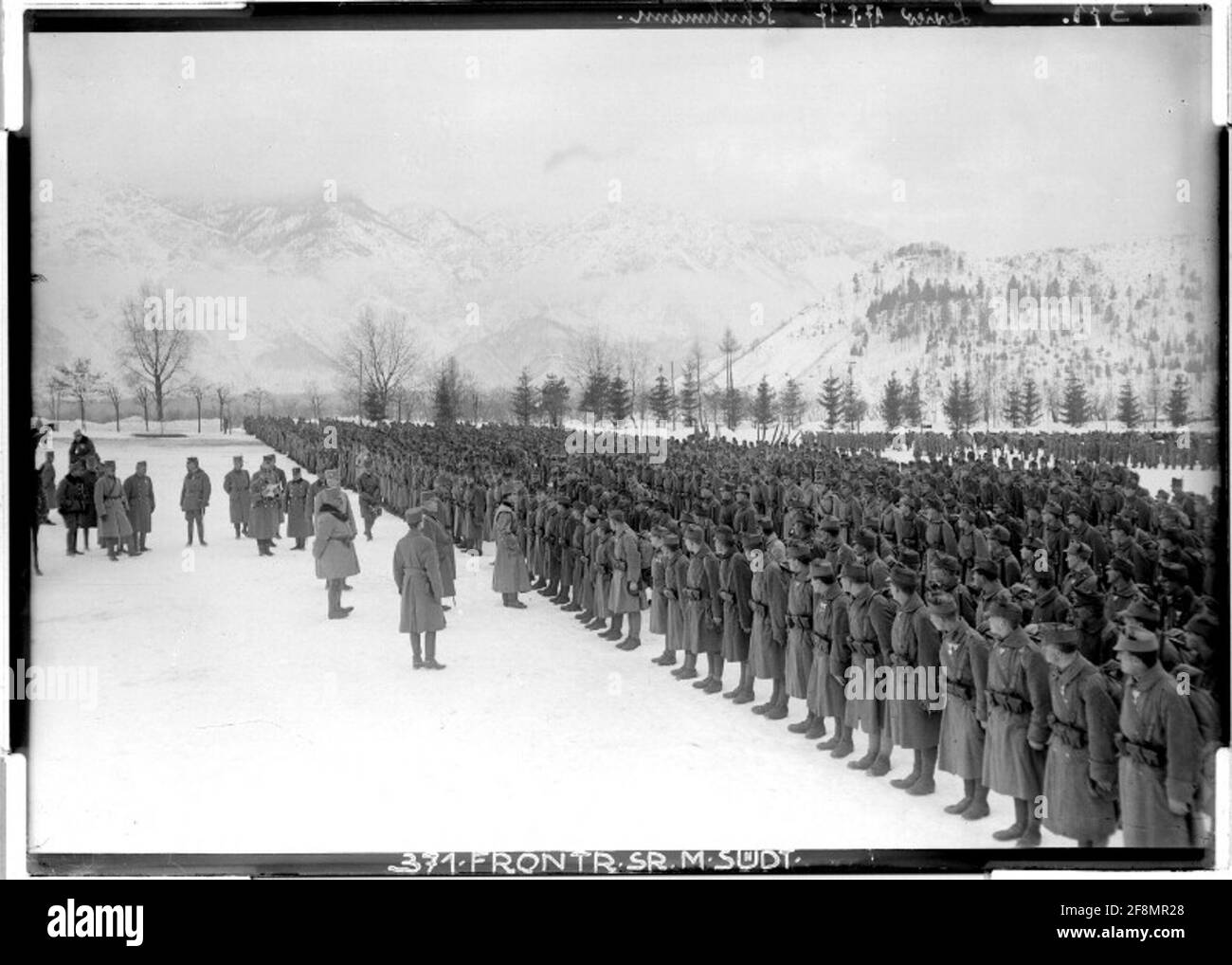 Lewicco Führung der Front durch seine Majestät; in Lewicco, Südtirol, heutiges Trentino, Dolomitenfront; Fotograf: Frontreise seiner Majestät nach Südtirol. Stockfoto