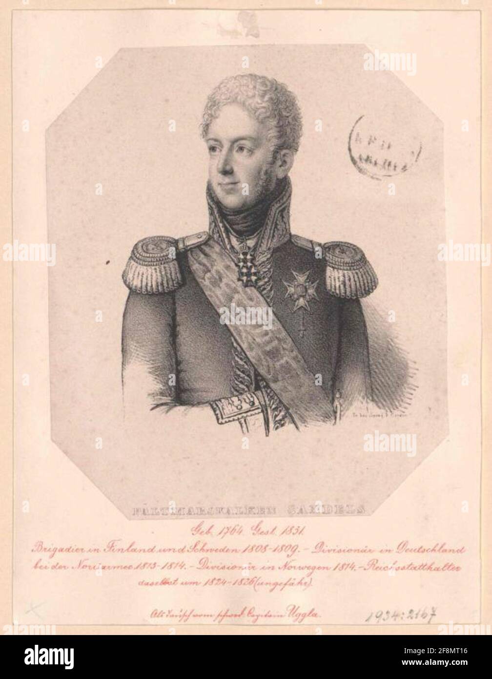 Sandels, Johan August . Stockfoto