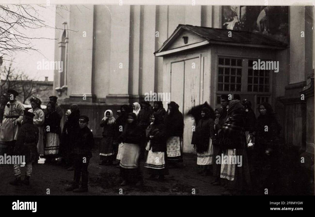 Russische Bauernhof Hochzeit in Vladimir Wolinsky. Stockfoto