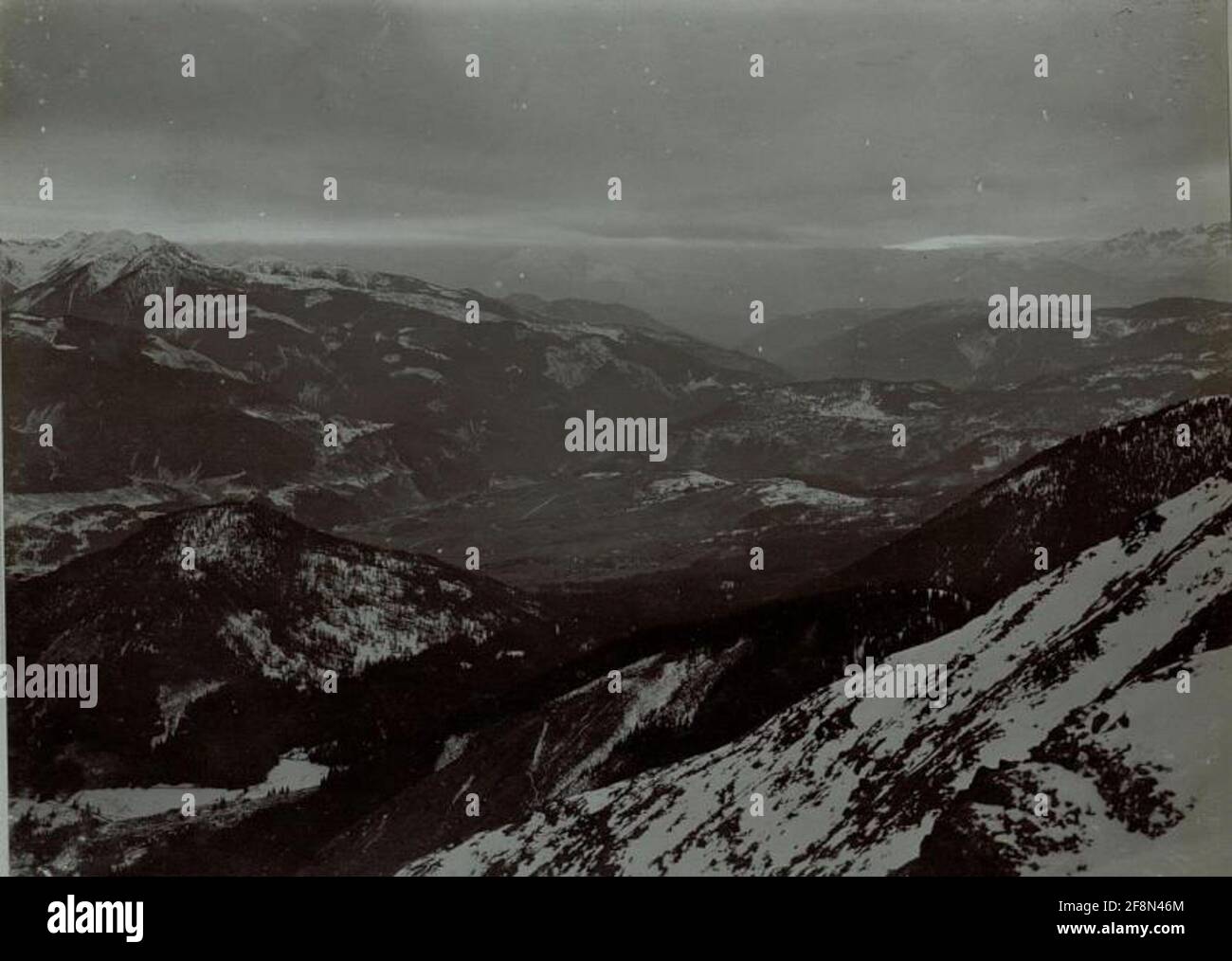 Panorama, aufgenommen auf der Palla di Sonta am 20. Januar 1916. Stockfoto