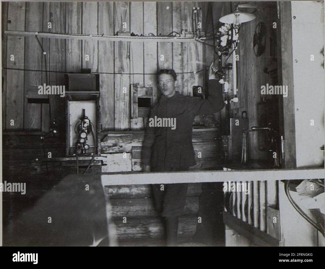 Vorführkammer des Kinos in Perehinsko, Februar 1916. Stockfoto