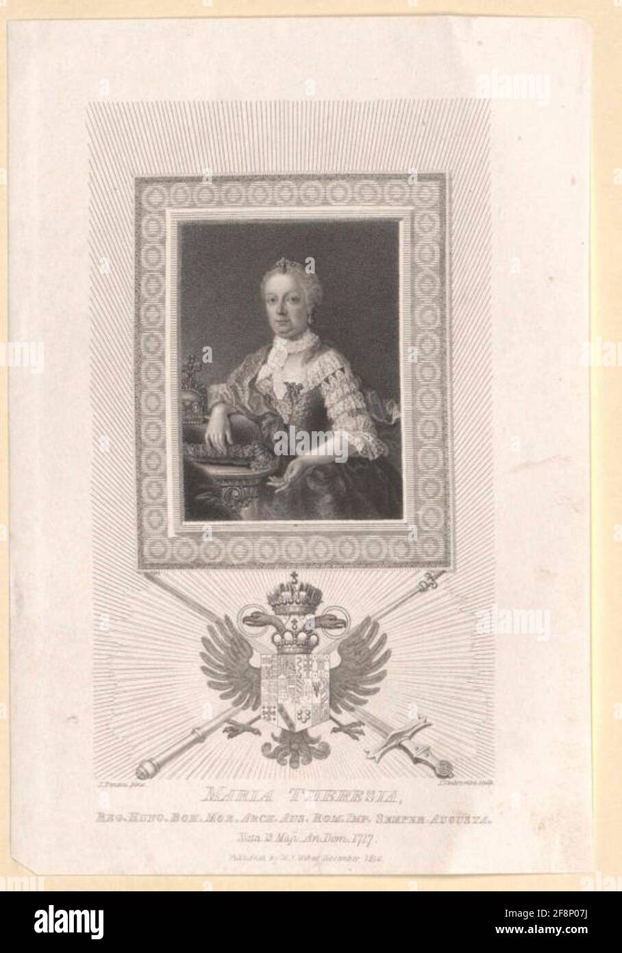 Maria Theresia, römisch-deutsche Kaiserin Kupferstich von Giovanni Vendramini nach Gemälden von Antonio Pencini Stockfoto