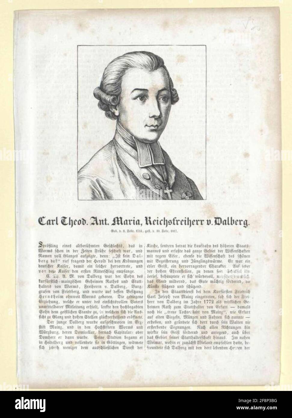 Dalberg, Karl Theodor Freiherr. Stockfoto